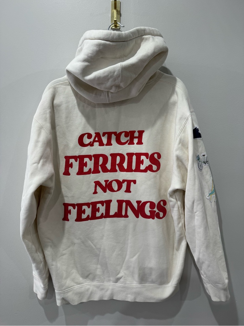 BRODenim Size L Edgartown, MA ‘Catch Ferries Not Feelings’ hoodie New England - Picture 6 of 7